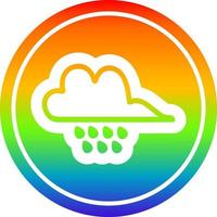 rain cloud circular in rainbow spectrum vector