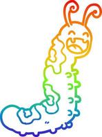 rainbow gradient line drawing funny cartoon caterpillar vector