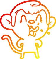 warm gradient line drawing crazy cartoon monkey vector