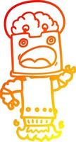 warm gradient line drawing cartoon robot vector