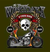 classic motorbike and pin wing