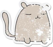 distressed sticker of a quirky hand drawn cartoon cat vector