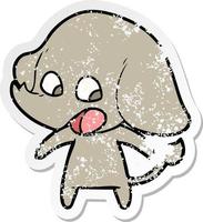 distressed sticker of a cute cartoon elephant vector