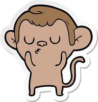 sticker of a cartoon monkey vector