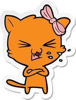 sticker of a cartoon cat vector