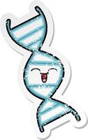 distressed sticker of a cute cartoon DNA strand vector