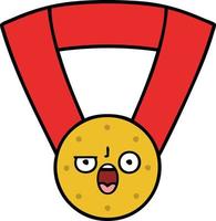 cute cartoon gold medal vector