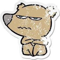 distressed sticker of a angry bear cartoon vector