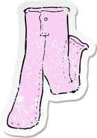 pegatina retro angustiada de un par de dibujos animados de pantalones rosas vector