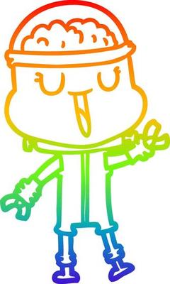rainbow gradient line drawing happy cartoon robot