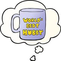 worlds best hubby mug and thought bubble in smooth gradient style vector
