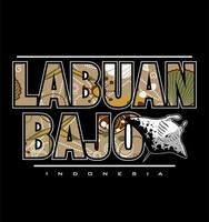 Labuan Bajo writing with beach vector