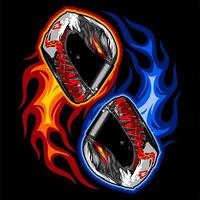 vector de casco de fuego yinyang