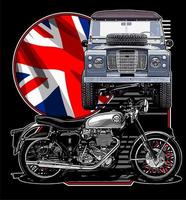 British motorcycles and suv vector