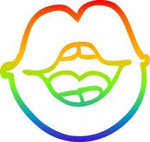 rainbow gradient line drawing cartoon red lips vector