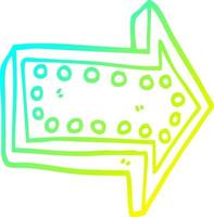cold gradient line drawing cartoon arrow pointing direction vector