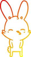 warm gradient line drawing curious bunny cartoon vector