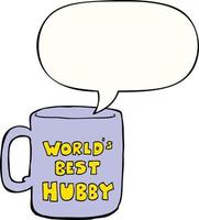 worlds best hubby mug and speech bubble vector