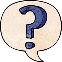 cartoon question mark and speech bubble in retro texture style vector