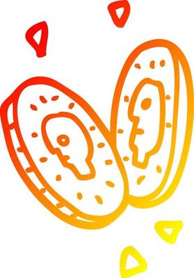 warm gradient line drawing cartoon money coins