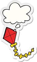 cartoon kite and thought bubble as a printed sticker vector