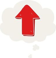 cartoon pointing arrow and thought bubble in retro style vector