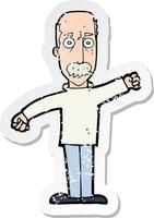 retro distressed sticker of a cartoon angry old man vector