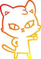 warm gradient line drawing cute cartoon cat vector