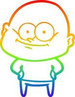 rainbow gradient line drawing cartoon bald man staring vector