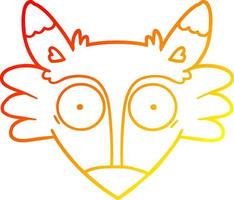 warm gradient line drawing cartoon startled fox vector