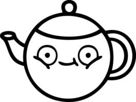 line drawing cartoon teapot vector