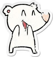 distressed sticker of a laughing polar bear cartoon vector