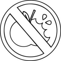 dibujos animados de dibujo de línea no comer signo vector