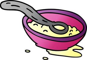 gradient cartoon doodle of a cereal bowl vector