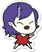 sticker of a cartoon laughing vampire girl vector