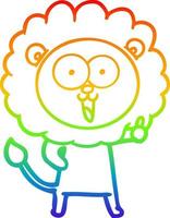 rainbow gradient line drawing happy cartoon lion vector