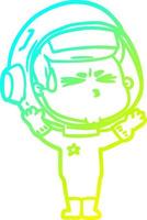 cold gradient line drawing cartoon stressed astronaut vector