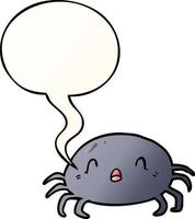 cartoon halloween spider and speech bubble in smooth gradient style vector