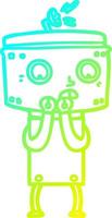 cold gradient line drawing nervous cartoon robot vector