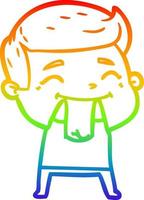 rainbow gradient line drawing happy cartoon man vector