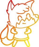 warm gradient line drawing cartoon friendly fox vector