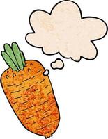 cartoon vegetable and thought bubble in grunge texture pattern style vector