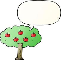 cartoon apple tree and speech bubble in smooth gradient style vector