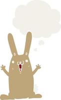 cartoon rabbit and thought bubble in retro style vector