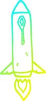 cold gradient line drawing cartoon space rocket vector