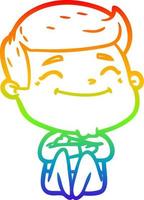 rainbow gradient line drawing happy cartoon man vector