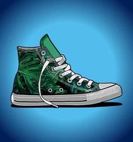 green pattern sneakers vector