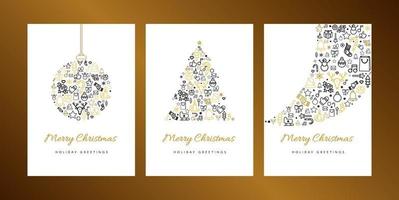 Merry Christmas greeting card vector template set