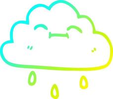 cold gradient line drawing cartoon happy rain cloud vector