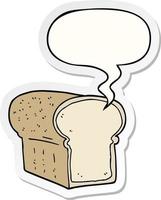 cartoon loaf of bread and speech bubble sticker vector
